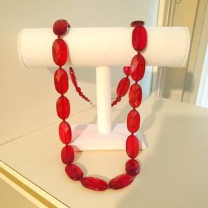Red Acrylic Bead Necklace